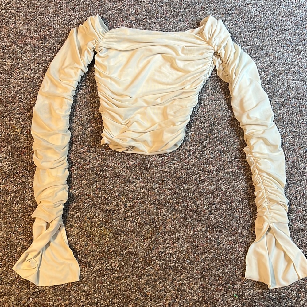 Yellow hippie scrunched skinny crop top